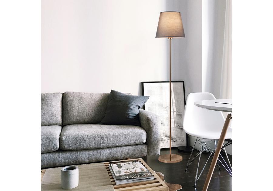 Zdjęcie: Lampa podłogowa Artemis złota podstawa, szary abażur ADRILUX