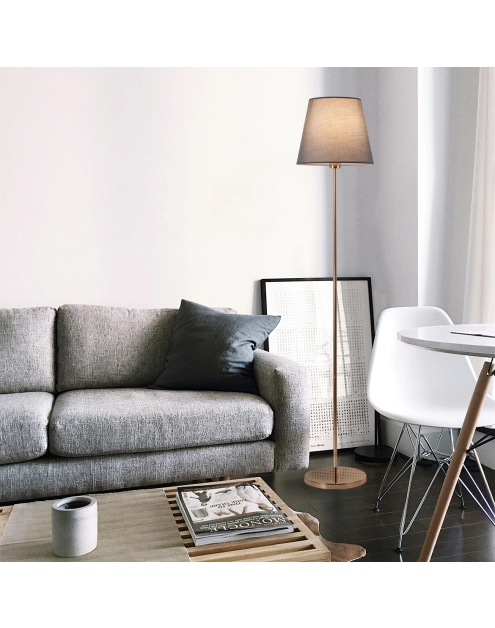 Zdjęcie: Lampa podłogowa Artemis złota podstawa, szary abażur ADRILUX