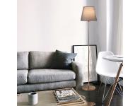 Zdjęcie: Lampa podłogowa Artemis złota podstawa, szary abażur ADRILUX