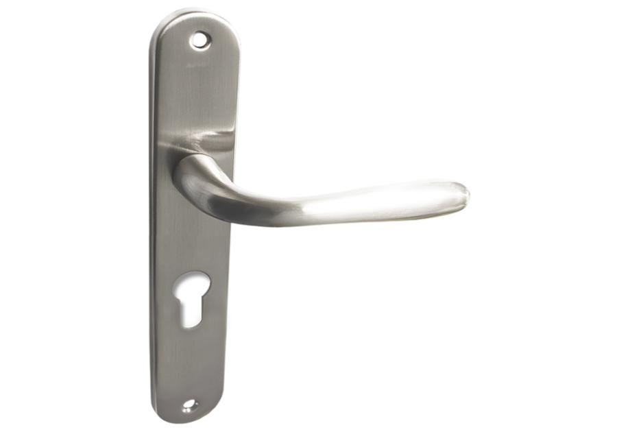 Zdjęcie: Klamka Ewa na długim szyldzie Yale, rozstaw 72 mm KUCHINOX