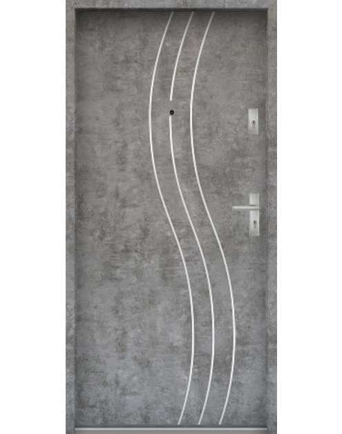 Zdjęcie: Drzwi wejściowe do mieszkań Bastion R-60 Beton srebrny 80 cm (NW) lewe ODP KR CENTER