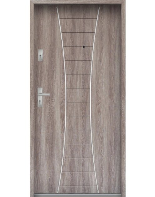 Zdjęcie: Drzwi wejściowe do mieszkań Bastion R-63 Dąb japoński 90 cm prawe OSPŁ KR CENTER