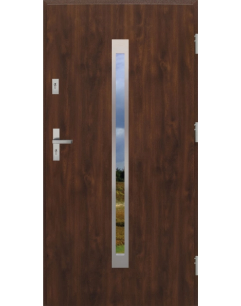 Zdjęcie: Drzwi zewnętrzne stalowo-drewniane Disting Otello 11 Orzech 90 cm prawe KR CENTER