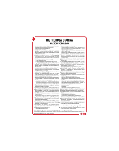 Zdjęcie: Oznaczenie "Instrukcja ogólna przeciwpożarowa" 24,5x35 cm METRO