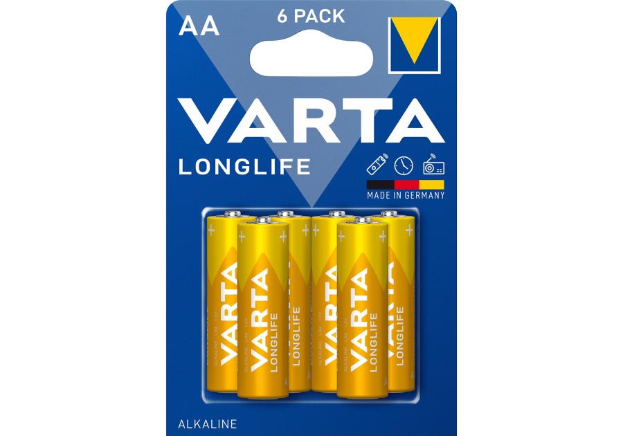 Zdjęcie: Baterie alkaliczne Longlife Power LR6/AA 6 sztuk VARTA