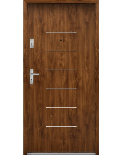 Zdjęcie: Drzwi wejściowe do mieszkań Bastion A-39 Dąb złoty 80 cm prawe ODO KR CENTER