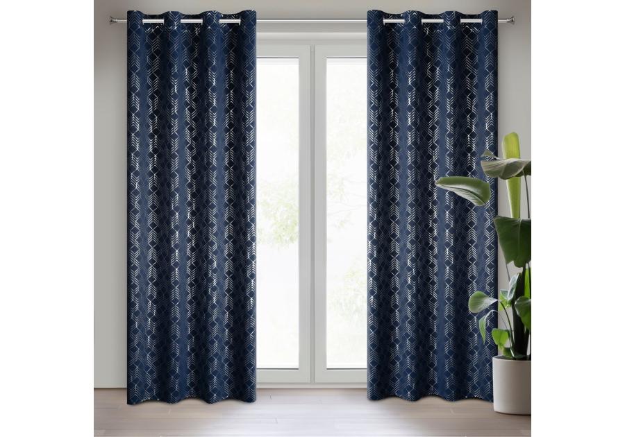 Zdjęcie: Zasłona gotowa D91 Poli 140 x 250 cm granatowy EUROFIRANY