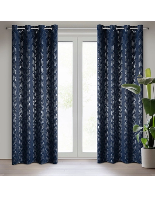 Zdjęcie: Zasłona gotowa D91 Poli 140 x 250 cm granatowy EUROFIRANY