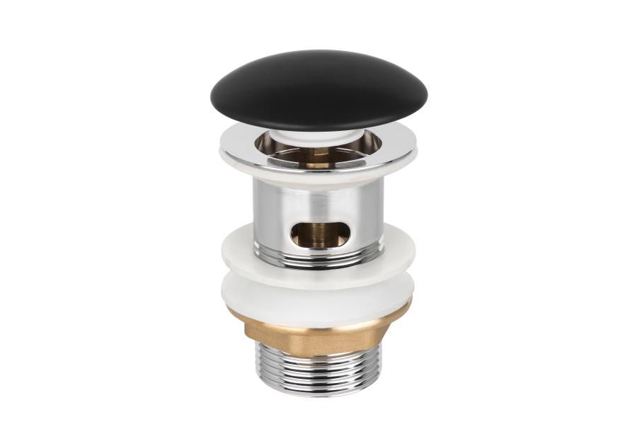 Zdjęcie: Korek click-clack, ceramiczny, z przelewem, duży grzybek czarny półmat INVENA