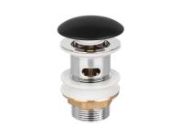 Zdjęcie: Korek click-clack, ceramiczny, z przelewem, duży grzybek czarny półmat INVENA