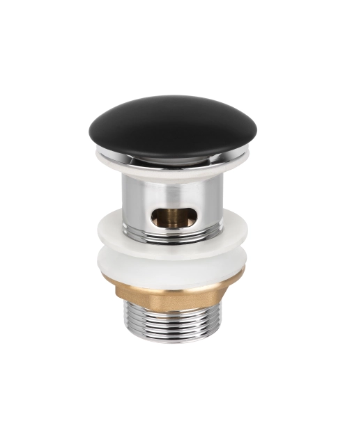 Zdjęcie: Korek click-clack, ceramiczny, z przelewem, duży grzybek czarny półmat INVENA