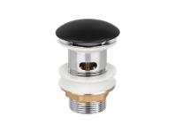 Zdjęcie: Korek click-clack, ceramiczny, z przelewem, duży grzybek czarny półmat INVENA