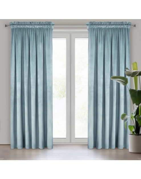 Zdjęcie: Zasłona gotowa Melanie na taśmie 140x270 cm morski EUROFIRANY