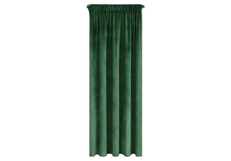 Zdjęcie: Zasłona z welwetu 135x250 cm na taśmie ciemna zieleń EUROFIRANY