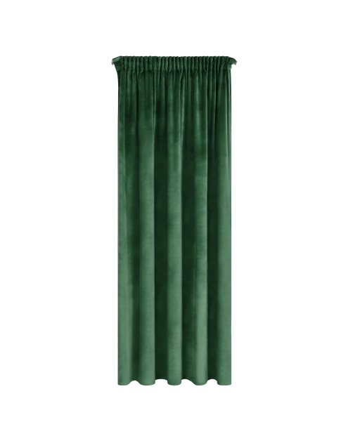 Zdjęcie: Zasłona z welwetu 135x250 cm na taśmie ciemna zieleń EUROFIRANY