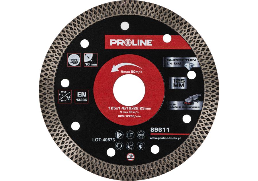 Zdjęcie: Tarcza diamentowa do cięcia, cienka, 125x1,4x10x22.23 PROLINE
