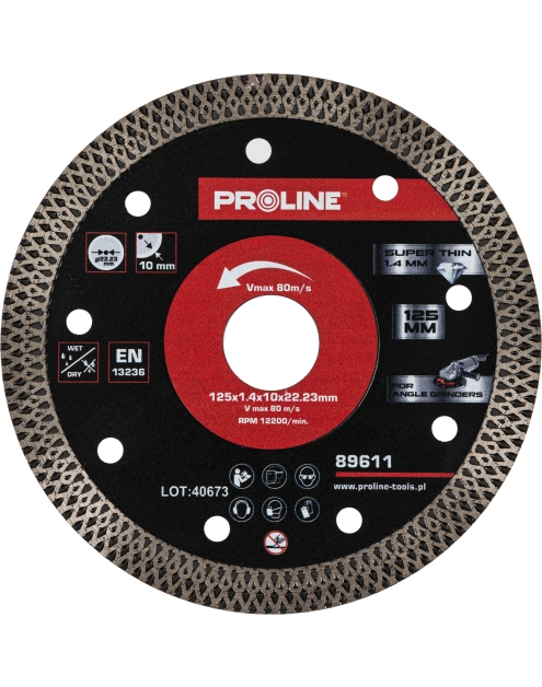 Zdjęcie: Tarcza diamentowa do cięcia, cienka, 125x1,4x10x22.23 PROLINE