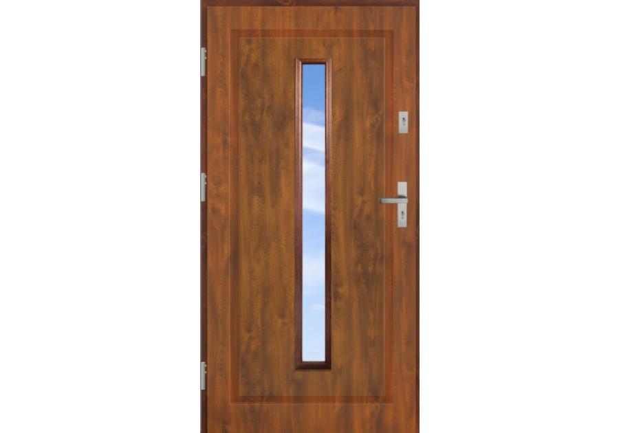 Zdjęcie: Drzwi zewnętrzne stalowo-drewniane Disting Mario 04 Dąb złoty 100 cm lewe KR CENTER