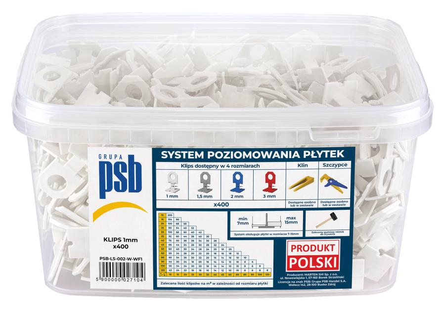 Zdjęcie: System poziomowania płytek klipsy białe - 400 szt. PSB