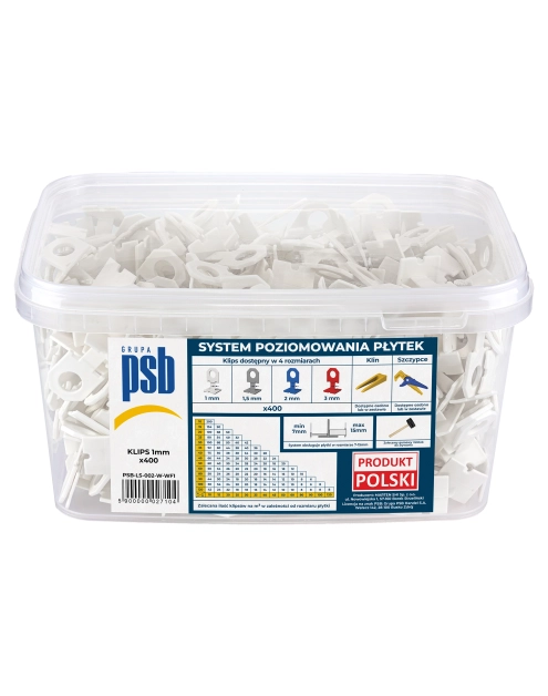 Zdjęcie: System poziomowania płytek klipsy białe - 400 szt. PSB