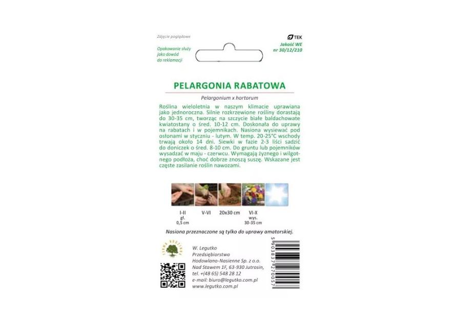Zdjęcie: Pelargonia rabatowa Gama F1 biała 0,05 g W.LEGUTKO