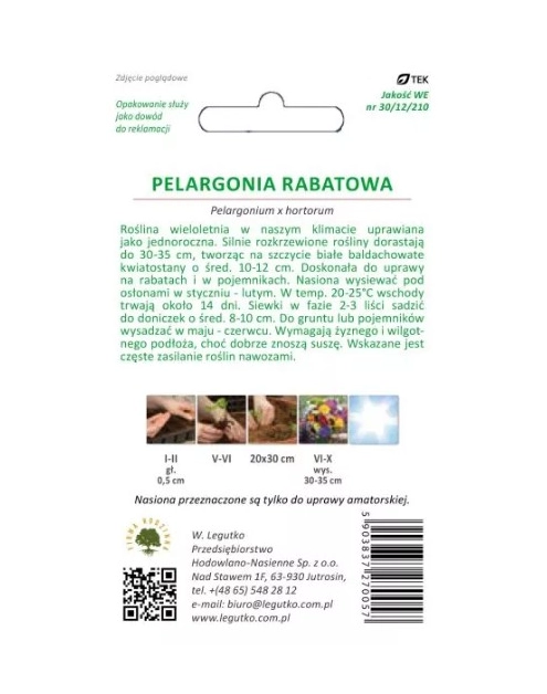 Zdjęcie: Pelargonia rabatowa Gama F1 biała 0,05 g W.LEGUTKO