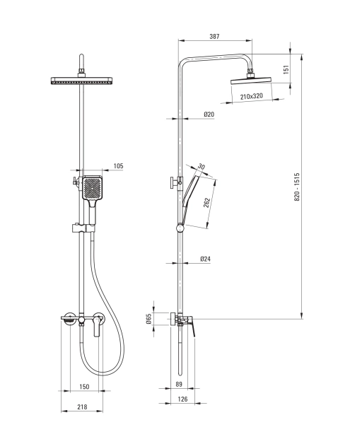 Zdjęcie: Deszczownia z baterią mieszaczową Neo Loco Square Chrom DEANTE