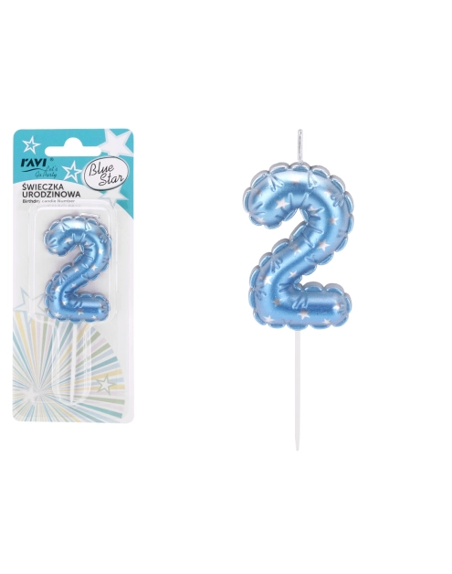 Zdjęcie: Świeczka urodzinowa Blue Star Cyferka 2 72036 RAVI