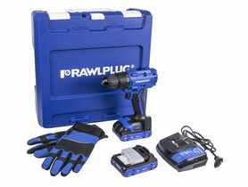 Wiertarko-wkrętarka RawlDriver R-PDD18-55, rękawice, walizka, 2 akumulatory, ładowarka RAWLPLUG