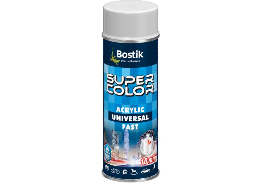 Zdjęcie: Lakier akrylowy Super Color Acrylic Universal Fast biały RAL 9003 400 ml BOSTIK