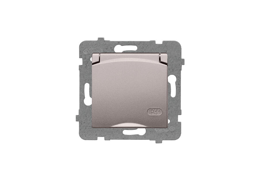 Zdjęcie: Gniazdo hermetyczne Rosa pojedyncze z uziemieniem GPH-1QZ/m bez ramki, tytanowy metalik POLMARK