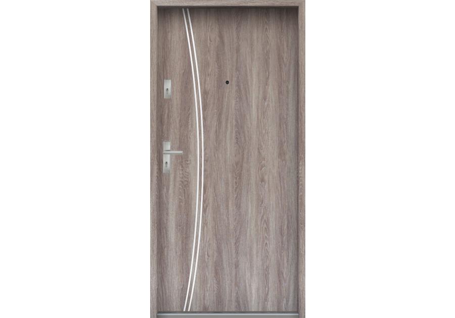 Zdjęcie: Drzwi wejściowe do mieszkań Bastion R-61 Dąb japoński 80 cm (NW) prawe ODP KR CENTER