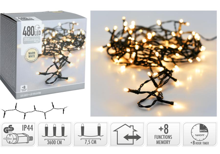 Zdjęcie: Łańcuch świetlny 36 m 480 led ciepły biały KOOPMAN