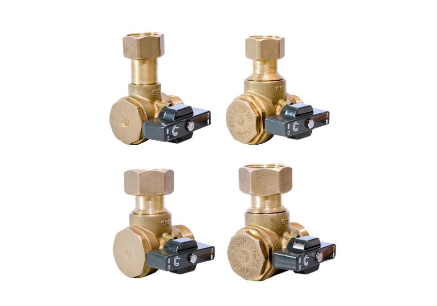 Zdjęcie: Zestaw zaworów kulowych kątowych do podłączenia kotła gazowego CALIDO