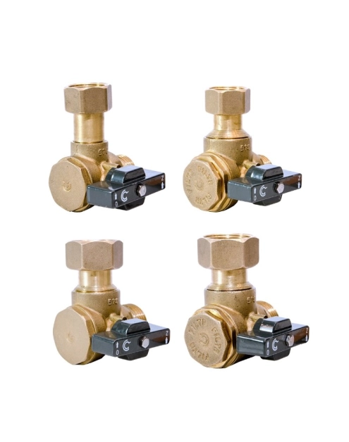 Zdjęcie: Zestaw zaworów kulowych kątowych do podłączenia kotła gazowego CALIDO