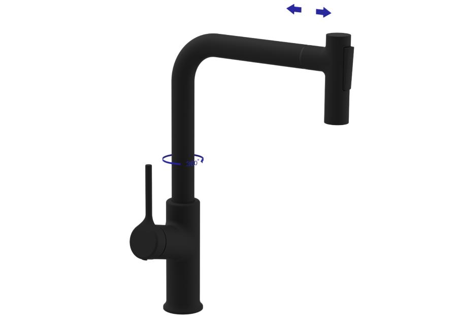 Zdjęcie: Bateria zlewozmywakowa z 2-funkcyjną, wyciąganą wylewką Farsala czarna INVENA