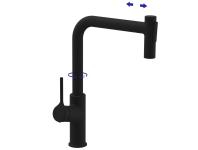 Zdjęcie: Bateria zlewozmywakowa z 2-funkcyjną, wyciąganą wylewką Farsala czarna INVENA