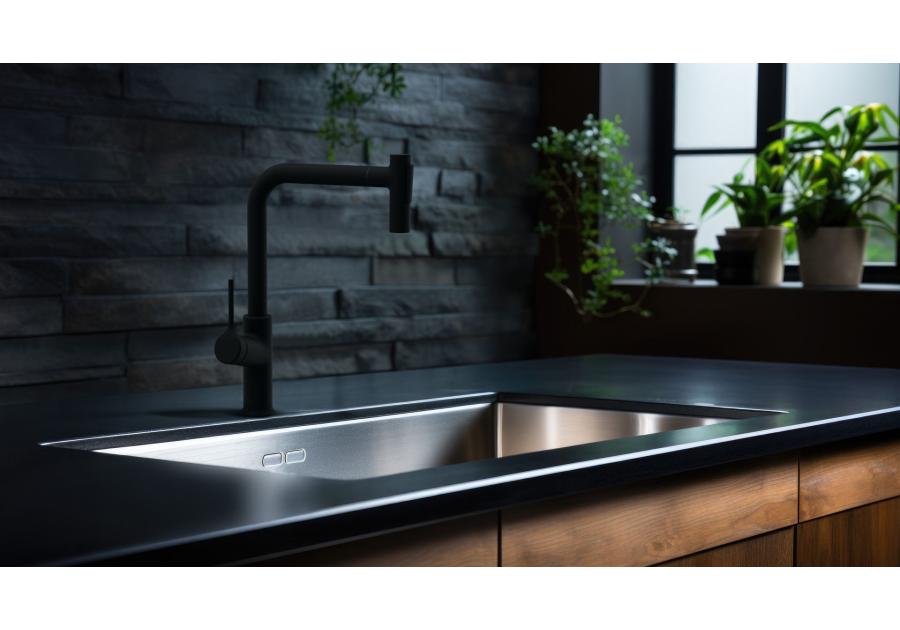 Zdjęcie: Bateria zlewozmywakowa z 2-funkcyjną, wyciąganą wylewką Farsala czarna INVENA