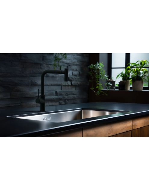 Zdjęcie: Bateria zlewozmywakowa z 2-funkcyjną, wyciąganą wylewką Farsala czarna INVENA