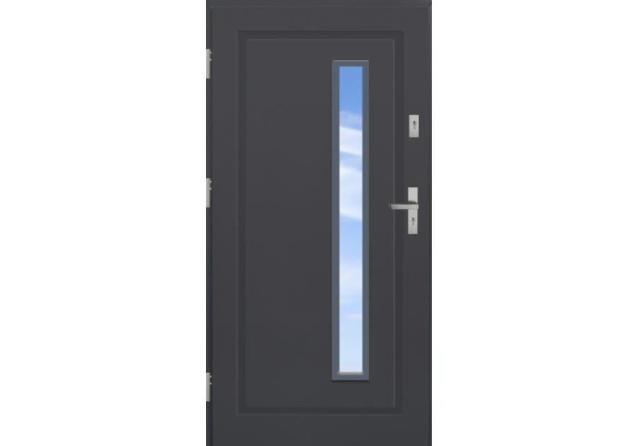 Zdjęcie: Drzwi zewnętrzne stalowo-drewniane Disting Mario 04B Antracyt 90 cm lewe KR CENTER