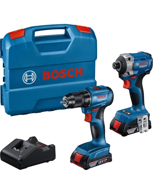 Zdjęcie: Zestaw elektronarzędzi GDR 18V-215 + GSR 185-LI (2xGBA 18V 2.0Ah; GAL 18V-20; CC) BOSCH