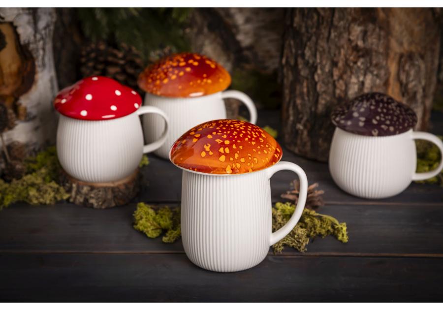 Zdjęcie: Kubek Pod kapeluszem 500 ml w kształcie grzybka z rudą pokrywką ALTOM DESIGN