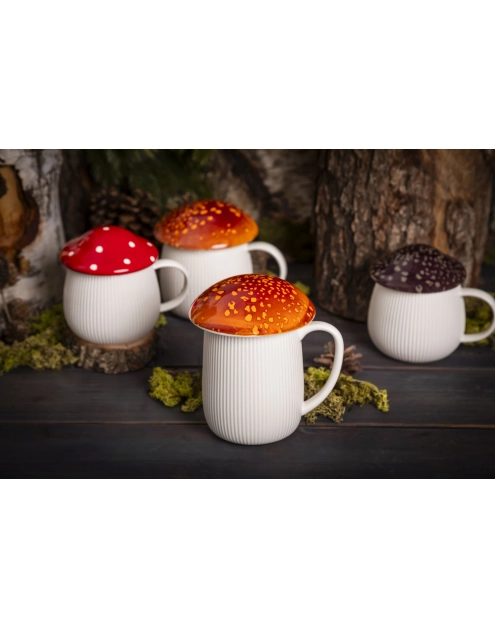 Zdjęcie: Kubek Pod kapeluszem 500 ml w kształcie grzybka z rudą pokrywką ALTOM DESIGN