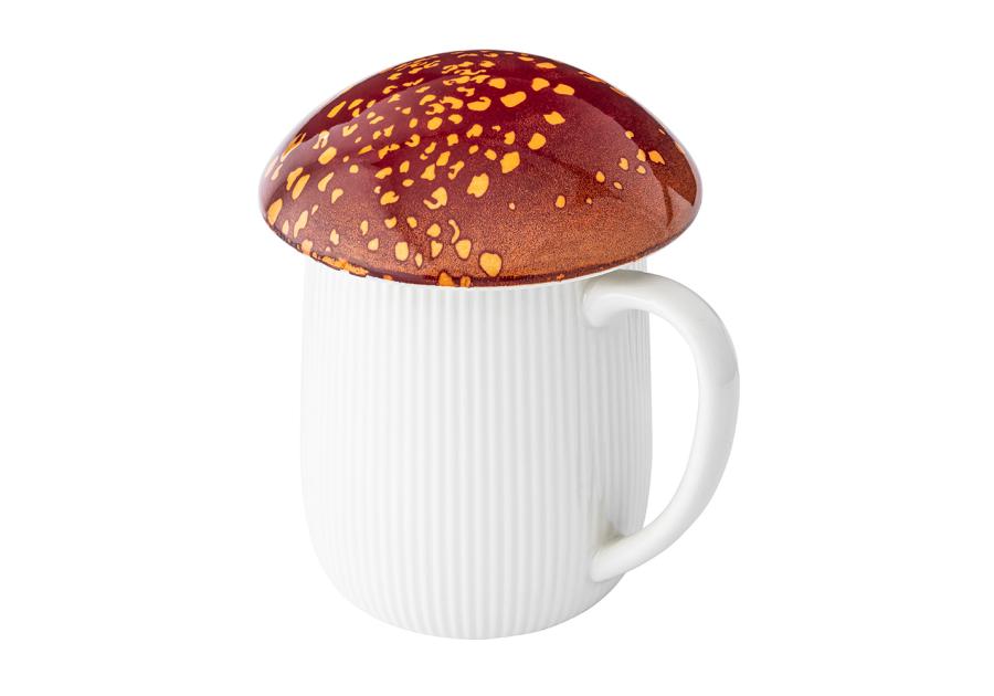 Zdjęcie: Kubek Pod kapeluszem 500 ml w kształcie grzybka z rudą pokrywką ALTOM DESIGN