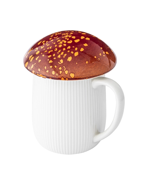 Zdjęcie: Kubek Pod kapeluszem 500 ml w kształcie grzybka z rudą pokrywką ALTOM DESIGN