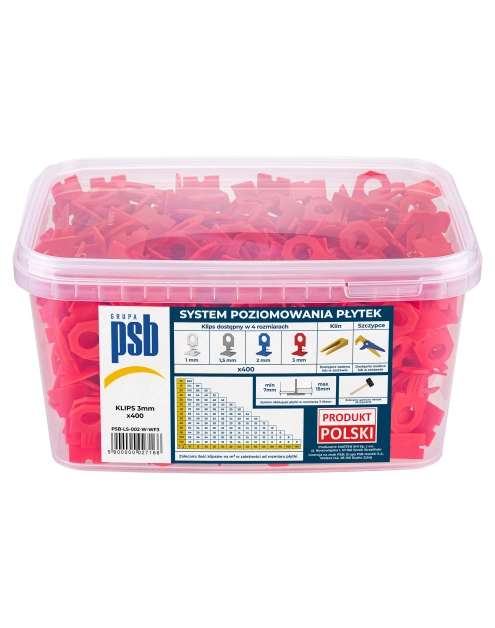 Zdjęcie: System poziomowania płytek 3 mm - 400 szt. PSB