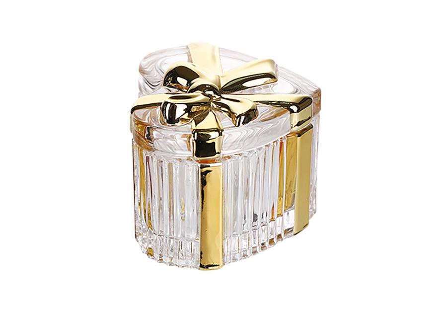 Zdjęcie: Puzderko szklane serce ze złotą kokardą 9x12 cm ALTOM DESIGN
