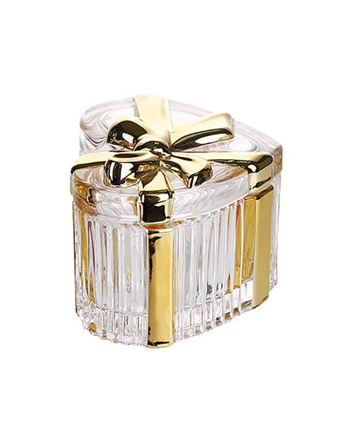 Zdjęcie: Puzderko szklane serce ze złotą kokardą 9x12 cm ALTOM DESIGN