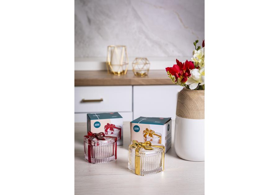 Zdjęcie: Puzderko szklane serce ze złotą kokardą 9x12 cm ALTOM DESIGN