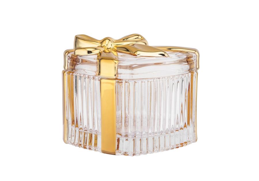 Zdjęcie: Puzderko szklane serce ze złotą kokardą 9x12 cm ALTOM DESIGN